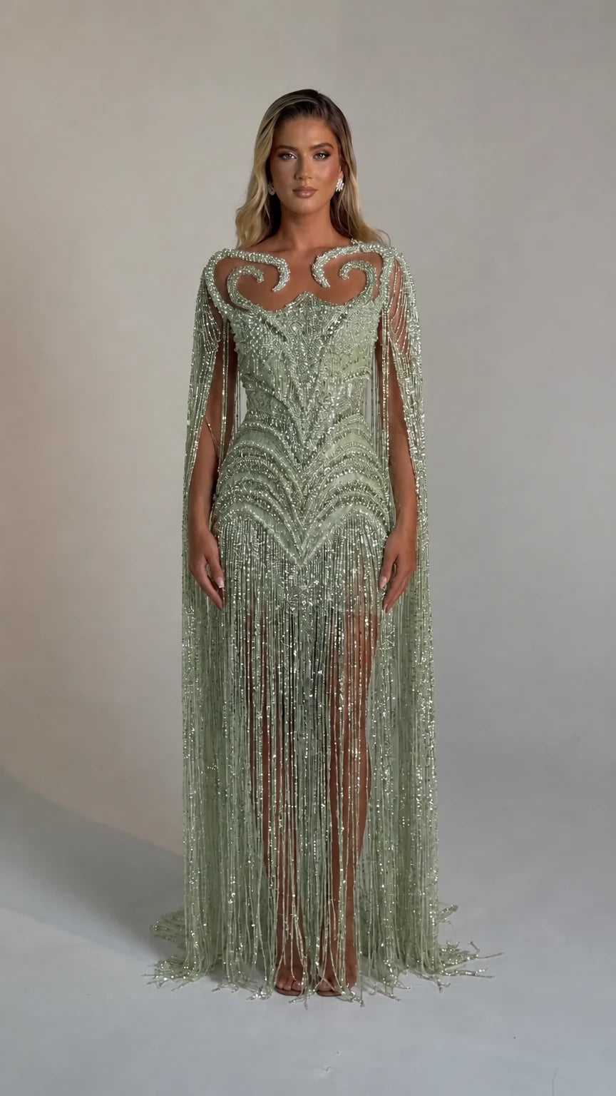 Front view of the sage green color variant