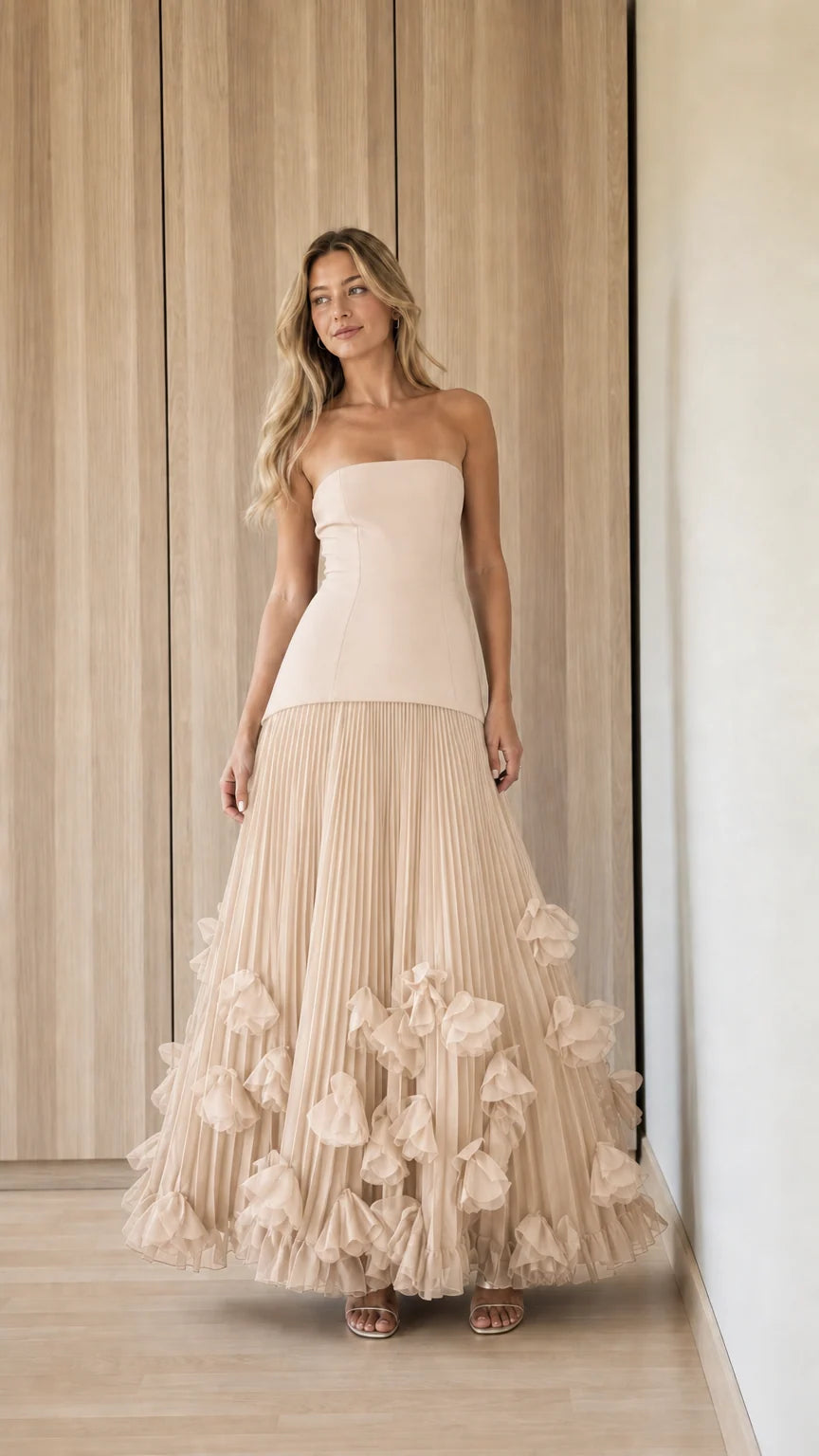 Full length front view of champagne nude color variant